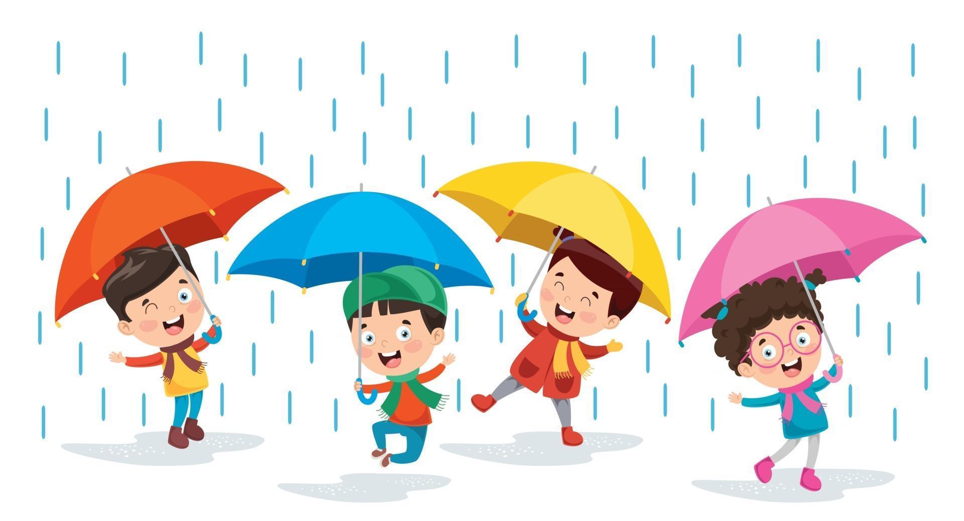 children-using-umbrella-under-the-rain-vector