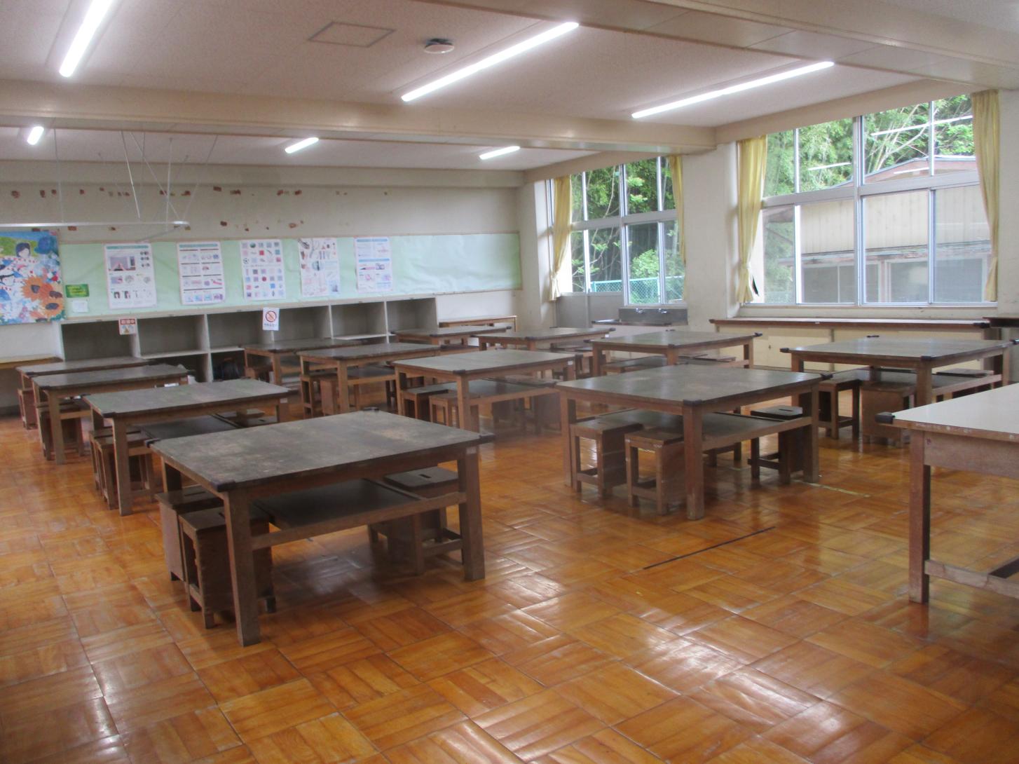 心臓検診会場準備前