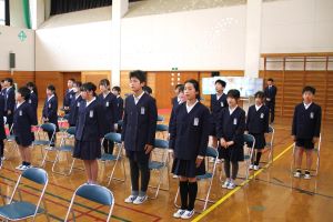 整列する最上級生