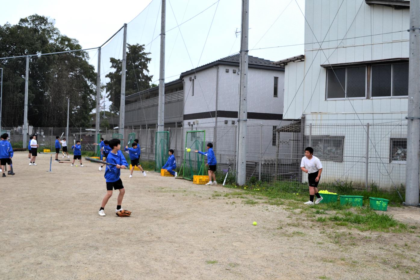 野球部はバッティングの体験中