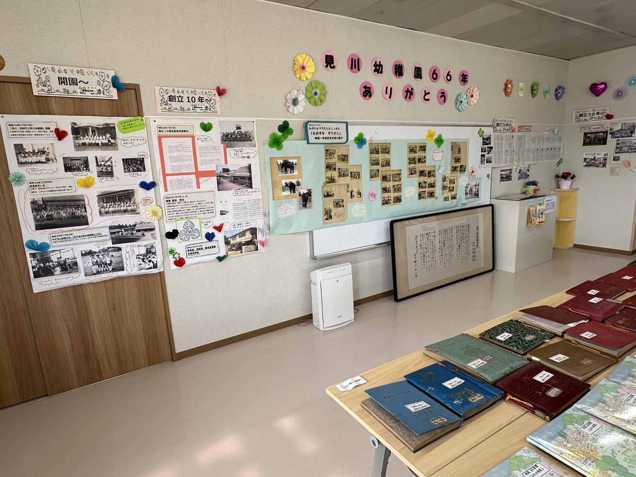 見川幼稚園６６年のあゆみを掲示しています。（３月２6日まで延長します）