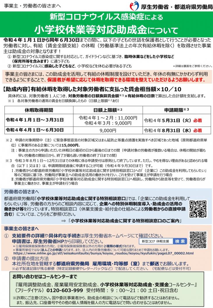 諸学校休業等対応助成金・支援金 (1) 諸学校休業等対応助成金・支援金 (1)