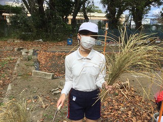 稲刈りを終え稲の束を持つ様子(2) 稲刈りを終え稲の束を持つ様子(2)