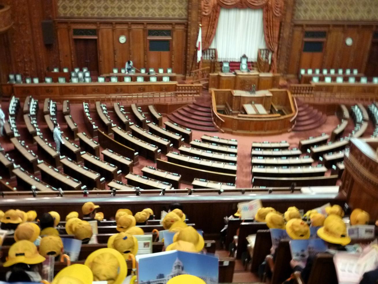 参議院について説明を聞きながら見学します